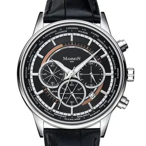 M036d אופנה לוח השנה ספורט שעונים כרונוגרף שעון יד של גברים שעון יוקרה קוורץ עור עמיד למים wristwatch reloj גבריינו