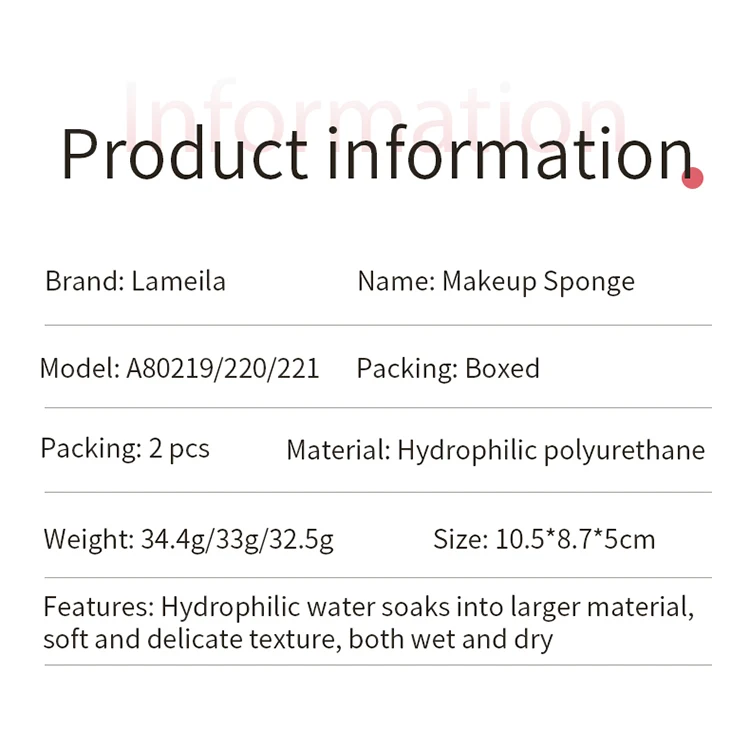Lameila OEM Logo 2pcs Fruit Shape Beauty Sponge Reusable Soft Latex Free Foundation Makeup Sponge Blender Packaging Box A80219