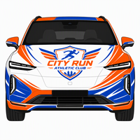 Film Adhésif Personnalisé Thème Sportif Orange Bleu pour Voiture, Autocollant City Run pour Décoration de Carrosserie SUV & Marquage de Club, Vente en Gros