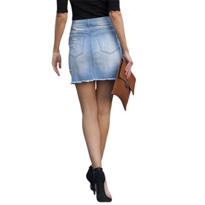 Mini-<span class=keywords><strong>jupe</strong></span> trapèze super courte en jean très extensible pour femme – Nouvelle collection tendance - Product Image 3