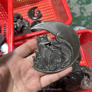 Cristal de Obsidiana Natural de 85 mm, Tallado de Luna con <span class=keywords><strong>Mono</strong></span>, Piedra Preciosa Curativa, Cristal de Plata Brillante, en Venta - Product Image 2