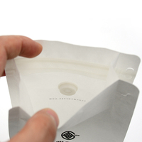Sachet personnalisé à fond plat pour café et sucre, résistant à l'humidité, en papier kraft mat blanc, avec valve et fermeture éclair