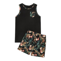 Ensemble de shorts d'entraînement pour hommes, taille plus, imprimé délavé à l'acide, motif géométrique, séchage rapide, respirant, en tissu tricoté, avec logo personnalisé