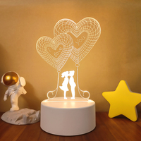 Amour romantique 3D LED veilleuse ballon en forme de coeur acrylique lampe de table décorative pour chambre saint valentin chérie