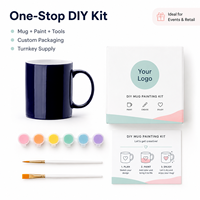 Lot de tasses en céramique personnalisables DIY, peignables, avec boîte cadeau et pinceaux, sans danger pour les aliments, anti-fuite, pour studio, vente au détail et en gros