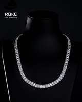 Collier tennis de luxe Hip Hop à deux rangs de diamants de laboratoire, taille rectangulaire VVS 8,5/10 mm, en or 9K 10K 14K 18K, bijoux unisexe