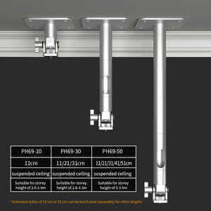 Soporte de Techo para Proyector de Aluminio con Gestión de Cables, 10 kg de Capacidad, Altura Ajustable, Autobloqueo con Amortiguación, Rosca Universal de 1/4'' - Product Image 4