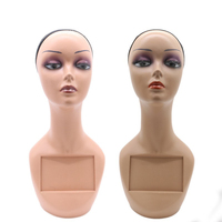 Mannequin féminin réglable en PVC avec maquillage gonflable grande taille perruque et chapeau présentoir modèle de tête en plastique pour accessoires