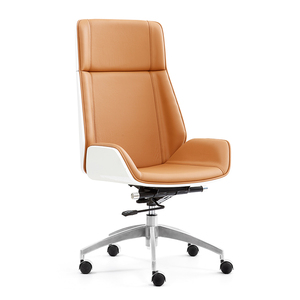 Silla de Oficina Ergonómica Giratoria de Madera de Nogal Blanco Ejecutiva Contemporánea con Respaldo Alto y Tapicería de Cuero PU para Taller - Product Image 4