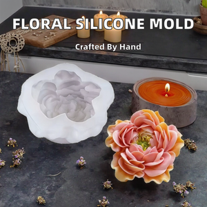 Moule à gâteau en mousse de fleurs artificielles réutilisable, pour bougies parfumées florales DIY, en silicone, compatible lave-vaisselle, fait main, facile à démouler - Product Image 2