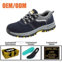 Sepatu Kerja Safety Pria Tiger Master, Anti Tusuk, Ujung Baja, Kulit Suede Biru, Sol Karet Anti Selip, Model Rendah