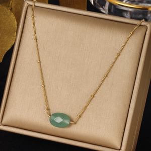 Colliers pendentifs en acier inoxydable plaqué or 18 carats Boho bon marché et à la mode Colliers élégants en pierres naturelles étanches Bijoux - Product Image 2