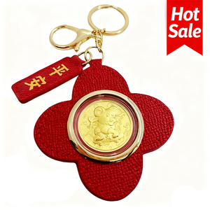 Llavero de Cuero con Dije de Dragón Delicado de Alta Gama en Oro Puro para Mujer - Product Image 5