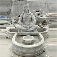 Décoration extérieure Fontaine à eau de Shiva en pierre de taille personnalisée Fontaine à eau de Shiva d'intérieur en marbre à vendre