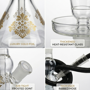 Ensemble de chicha en cristal à motif doré pour salon de chicha, maison, terrasse extérieure de luxe, bar, club, café, occasions élégantes - Product Image 4
