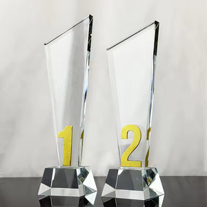 Trofeo in Cristallo Trasparente con Numero <span class=keywords><strong>1</strong></span> 2 in Metallo Dorato, Souvenir in Cristallo, Trofei e Premi, Trofeo con Numero per Anniversario <span class=keywords><strong>1</strong></span> 2 Anni - Product Image 6