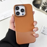 Coque de téléphone personnalisée de luxe avec logo pour iPhone, en cuir PU, coque rigide en PC antichoc pour iPhone 11 12 13 14 15