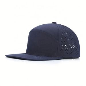 Casquettes Snapback ajustables à visière plate à 7 panneaux en denim bicolore unisexe en gros, logo personnalisé, imperméable, sport, extérieur - Product Image 5