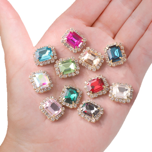 Zhubi 12*14mm Zircon Micro pavé Rectangle 10 pièces or griffe Hot Fix résine strass couture vêtements accessoires - Product Image 4