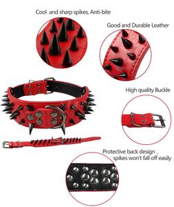High Quality Adjustable PU Leather <strong>Dog</strong> <strong>Collar</strong> Sharp <strong>Spiked</strong> Studded Rivet Durable Bully Print Pattern for Big <strong>Dogs</strong> - Product Image 3