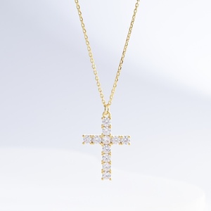 wholesale plata 925 sterling silver hip hop fashion <b>necklace</b> Everyday Classic zircon 18K Gold Plated Cross Pendant <b>necklaces</b> - Product Image 5