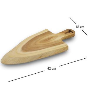 Planche à découper ovale en bois d'acacia 42x18 cm avec poignée pour servir le fromage et les desserts - Product Image 2