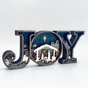 Decorazioni <span class=keywords><strong>natalizie</strong></span> creative con lettere JOY, ornamenti <span class=keywords><strong>in</strong></span> <span class=keywords><strong>legno</strong></span> per la casa, artigianato decorativo, intaglio <span class=keywords><strong>in</strong></span> <span class=keywords><strong>legno</strong></span> 3D, gioielli a forma di animale, <span class=keywords><strong>legno</strong></span> multistrato. - Product Image 5