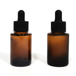 Flacon bouteille cylindre pour huile essentielle, de soins pour la peau, ambre, flacon compte-gouttes en verre de 1oz, pour huile essentielle, huile pour barbe avec doreen, 30ml