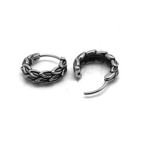 Pendientes de aro yunique de acero de titanio con diseño de plumas, joyería unisex para fiestas, otoño 2024 - Product Image 4