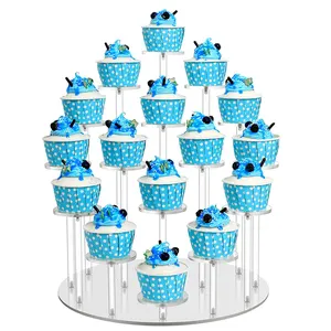 Suporte acrílico de exibição de cupcake, suporte de sobremesa, pastelaria, servidor de plataforma, display, 16 cupcakes para festa, aniversário, casamento