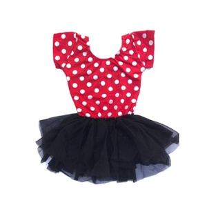 Robe <span class=keywords><strong>tutu</strong></span> de danse en mousseline de soie pour filles, manches courtes, imprimé souris, motif à pois, noir, 2023 - Product Image 1