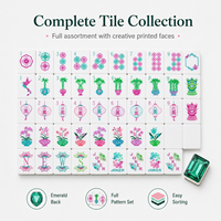 Juego de Mahjong Americano de Lujo con Incrustaciones de Esmeralda, Fichas Acrílicas de Cuatro Capas para Regalos de Noche de Juegos