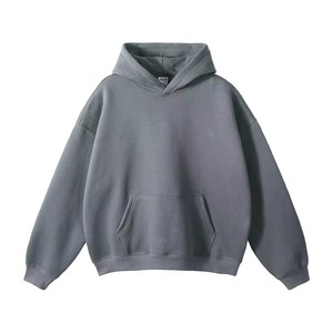 Sweat à capuche d'hiver épais 350 g/m² en molleton sans cordon, coupe oversize courte, grande taille pour homme, personnalisable et écologique - Product Image 1