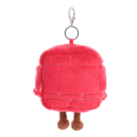 Porte-clés en peluche cube rouge Kawaii, adorable personnage de dessin animé en forme de bloc, breloque de sac en peluche, poupée en peluche cube rouge moelleuse, anneau porte-clés