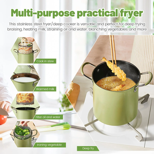 Small Deep Fryer <strong>Pot</strong> With Basket Mini Deep Oil Fryer Kitchen Gadgets for Home Tempura Chips Fries <strong>Fish</strong> Chicken 3L - Product Image 5