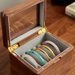 กล่องเก็บสร้อยข้อมือไม้ 14.5x11x11 ซม. พร้อมฝาแก้ว กล่องจัดระเบียบเครื่องประดับสำหรับสร้อยข้อมือและเครื่องประดับ - Product Image 2