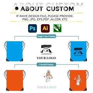 Sac de sport en polyester avec cordon de serrage, sac à dos en nylon uni, sacs à cordon personnalisables avec impression de logo de marque – Vente en gros - Product Image 2