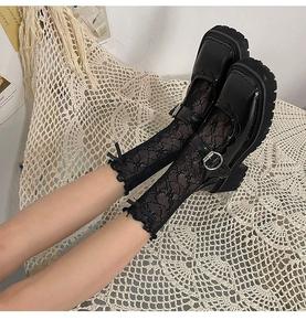 الدانتيل رقيقة محبوك الجوارب طاقم النمط الياباني الرجعية جوفاء مع القوس العجل مثير Jk لوليتا الربيع الصيف رغبة نقية فتاة ساخنة - Product Image 6