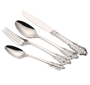 ชุดช้อนส้อมมีดสแตนเลสสตีลเกรด 304 ชุบทองคำขาวสไตล์พระราชวัง รุ่น DFVD326 คุณภาพสูง ดีไซน์ยุโรปเหนือ - Product Image 3