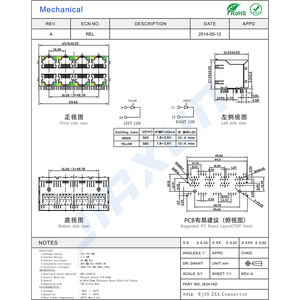 2xN RJ 45 Connector 10P8C Ethernet Jack 2*4 <strong>Port</strong> RJ-45 JC0-0131 DA6T00101 DA6T10303 DU1T202A1 - Product Image 3