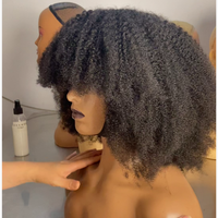 Perruque complète afro bouclée crépue en gros avec frange, perruques brésiliennes vierges entièrement faites à la machine en cheveux humains pour femmes