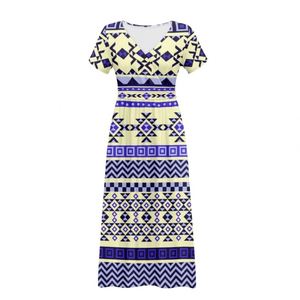 Women Summer Short Sleeve Deep V-neck Long Dress Custom African Tribal <strong>Pattern</strong> Dresses Print <strong>on</strong> Demand Custom Party Clothing - Product Image 1