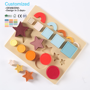 EDULAND OEM ODM Puzzle géométrique <span class=keywords><strong>en</strong></span> <span class=keywords><strong>bois</strong></span> et silicone, jouets Montessori pour enfants, jouets éducatifs préscolaires pour l'apprentissage précoce - Product Image 3