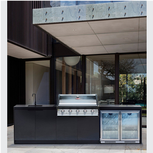 Mobili da <span class=keywords><strong>Cucina</strong></span> Modulari Neri Personalizzati in Acciaio Inox 304, <span class=keywords><strong>Cucina</strong></span> Esterna <span class=keywords><strong>con</strong></span> Barbecue Integrato, Arredamento <span class=keywords><strong>Cucina</strong></span> Moderno - Product Image 2