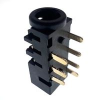 PJ-393 Conector Hembra de 3.5mm para Auriculares, 7P DIP, Baño de Oro Flash, Cuerpo Rectangular, Micrófono Estéreo, 5000 Ciclos de Inserción