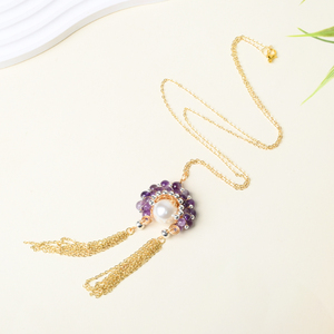 Pendentif en cristal naturel fait main, artisanat en cristal, perles de cristal de l'opéra de Pékin, bijoux pour femmes, cadeau - Product Image 1
