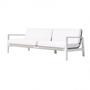 Canapé d'extérieur moderne en aluminium et osier résistant aux intempéries, matériaux mixtes, pour jardin et villa - Fabrication directe usine - Product Image 2