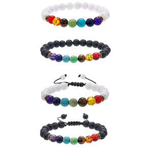 Braccialetti in agata occhio di tigre e pietra vulcanica di <span class=keywords><strong>Daisy</strong></span> Fang, i più venduti, intrecciati, set per coppia, cristallo e agata - Product Image 1