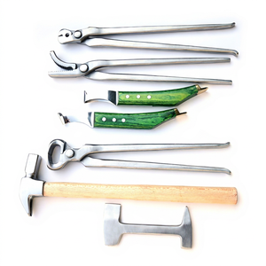 Kits de herramientas de herrador para el recorte de pezuñas: Alicates, cuchilla de pezuña de bucle, cortador de clavos, escofina, martillo, para pezuñas de caballo y herraduras, de acero inoxidable - Product Image 1