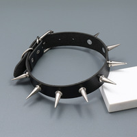 Collier ras du cou Emo Spike Punk pour femme et homme, en cuir noir clouté avec rivets, collier ras du cou gothique, bijoux gothiques, accessoires gothiques